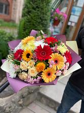 Букет цветов из:  Герберы, Ромашки, Хризантемы, Розы и Подсолнухи #REPLACE_PRED# Лесной