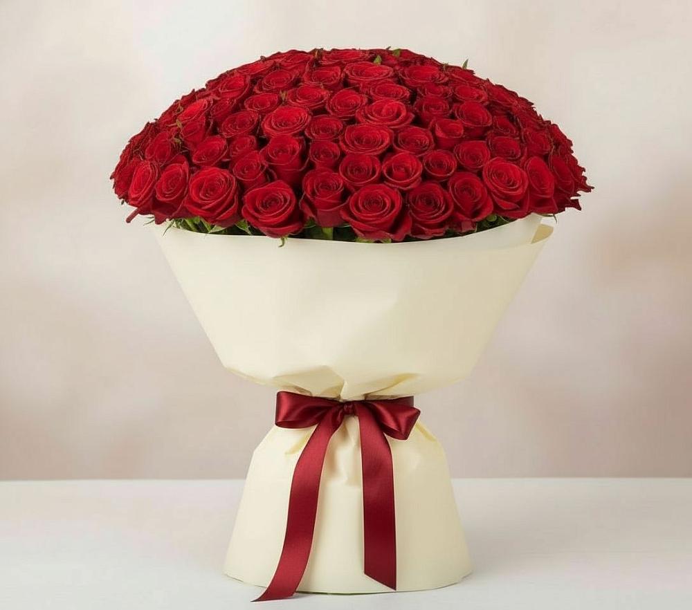 Букет 101 Красная роза Милано в Лесной