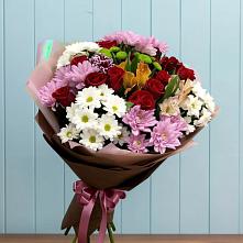 Букет цветов из:  Розы, Хризантемы и Альстромерии в Лесной
