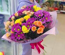 Букет цветов из:  Хризантемы и Розы #REPLACE_PRED# Лесной