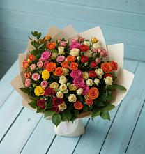 Букет Микс из разноцветных кустовых роз #REPLACE_PRED# Лесной